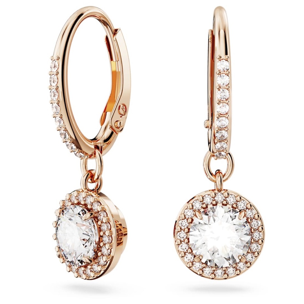 Swarovski Rose Gold Round Dangle Earrings
